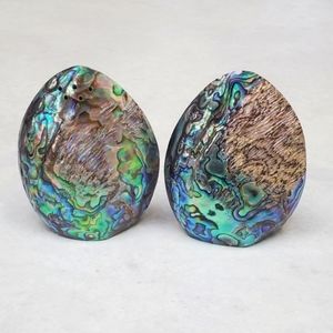 Abalone Paua Shell Vintage Salt And Pepper Shakers Gorgeous Set